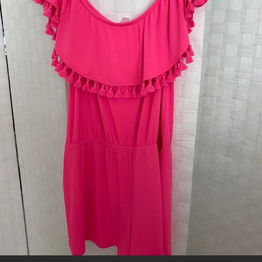 NWT lilly pulitzer pink romper with tassels XL